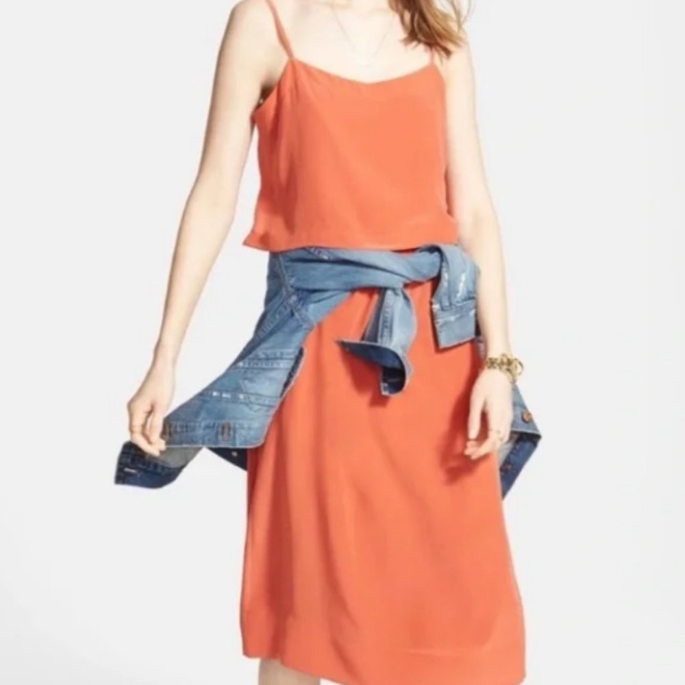 Madewell Silk Overlay Tiered Cami Midi Tank Dress - Size 12 - Picture 4 of 8